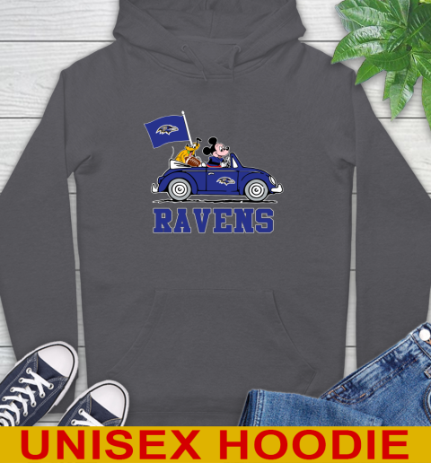 NFL Football Baltimore Ravens Pluto Mickey Driving Disney Shirt Hoodie 7