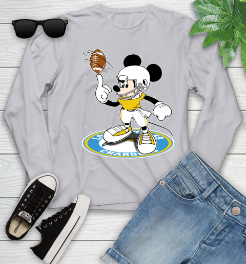 NFL Football Los Angeles Chargers Cheerful Mickey Disney Shirt Youth Long Sleeve 6 NFL Football Los Angeles Chargers Cheerful Mickey Disney Shirt Youth Long Sleeve - Image 6