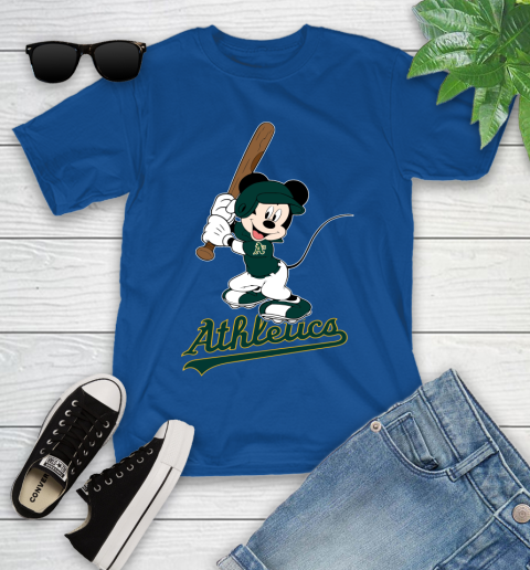 MLB Baseball Oakland Athletics Cheerful Mickey Mouse Shirt Youth T-Shirt 9