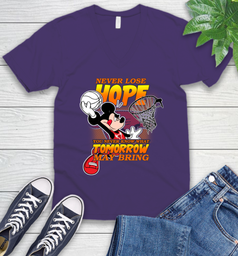 Chicago Bulls NBA Basketball Mickey Disney Never Lose Hope V-Neck T-Shirt 9