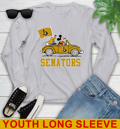 NHL Hockey Ottawa Senators Pluto Mickey Driving Disney Shirt Youth Long Sleeve 6
