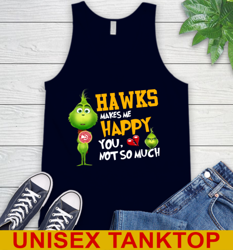 NBA Atlanta Hawks Makes Me Happy You Not So Much Grinch Basketball Sports Tank Top 2