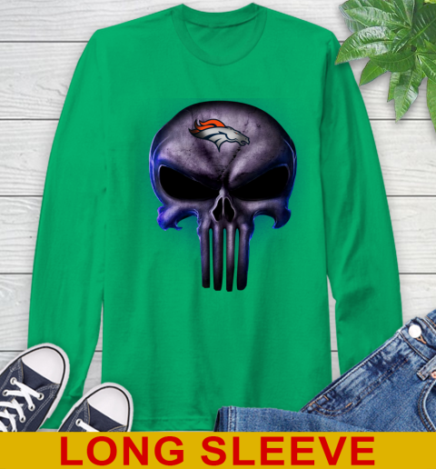 Denver Broncos NFL Football Punisher Skull Sports Long Sleeve T-Shirt 8