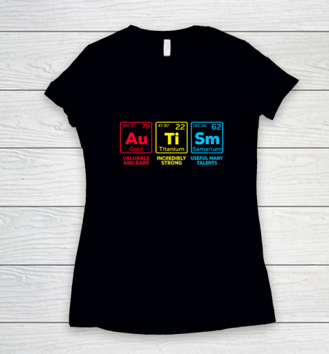 Autism Awareness Elements Periodic Table Women's V-Neck T-Shirt
