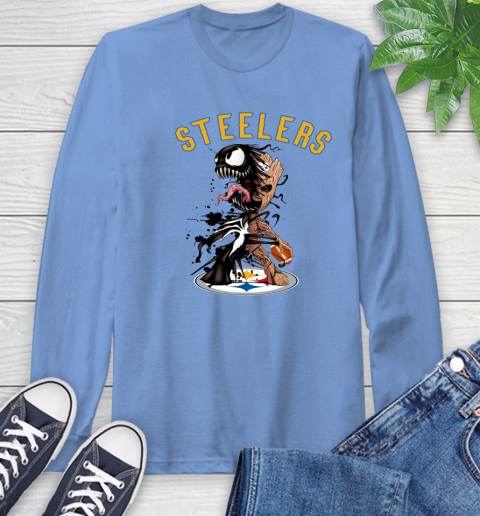 NFL Pittsburgh Steelers Football Venom Groot Guardians Of The Galaxy Long Sleeve T-Shirt 11