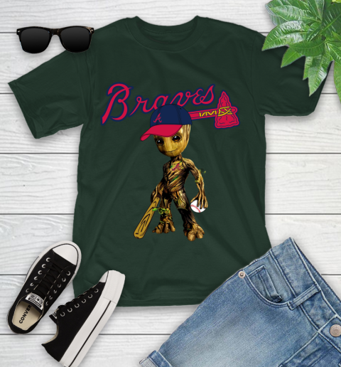MLB Atlanta Braves Groot Guardians Of The Galaxy Baseball Youth T-Shirt 5