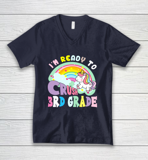 Back to school shirt ready to crush 3rd grade unicorn V-Neck T-Shirt 2