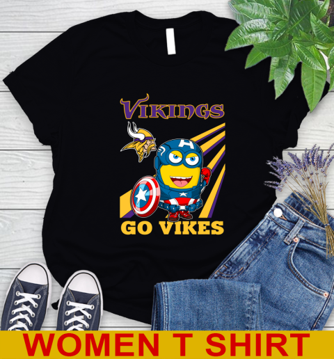 NFL Football Minnesota Vikings Captain America Marvel Avengers Minion Shirt Women's T-Shirt