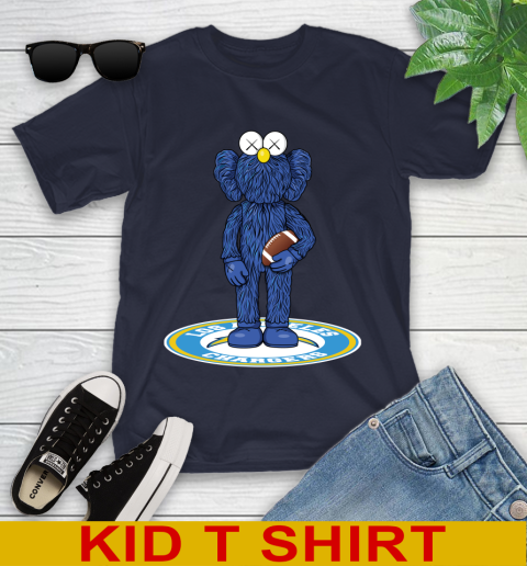 NFL Football Los Angeles Chargers Kaws Bff Blue Figure Shirt Youth T-Shirt 3