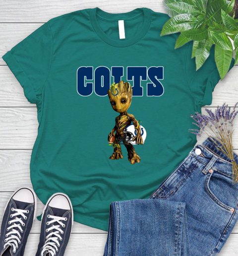 Indianapolis Colts NFL Football Groot Marvel Guardians Of The Galaxy Women's T-Shirt 12