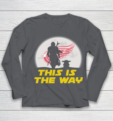 Detroit Red Wings NHL Ice Hockey Star Wars Yoda And Mandalorian This Is The Way Youth Long Sleeve 6