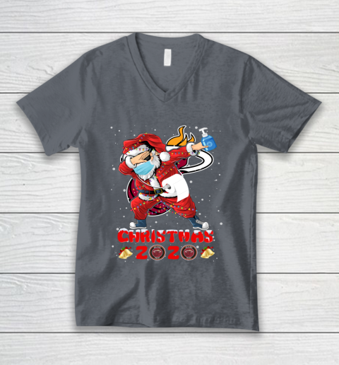 Miami Heat Funny Santa Claus Dabbing Christmas 2020 NBA V-Neck T-Shirt 4