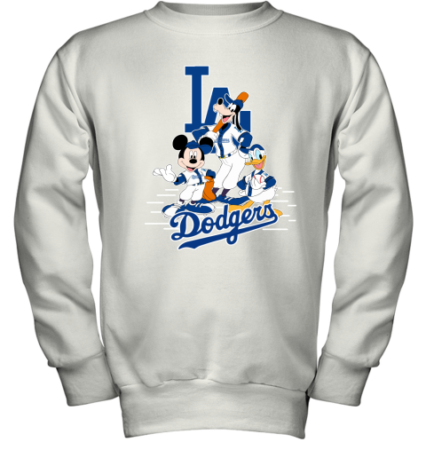 Los Angeles Dodgers Mickey Donald And Goofy Baseball Youth Sweatshirt