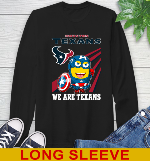 NFL Football Houston Texans Captain America Marvel Avengers Minion Shirt Long Sleeve T-Shirt