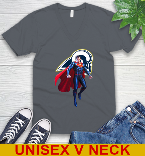 NFL Superman DC Sports Football Los Angeles Rams V-Neck T-Shirt 5
