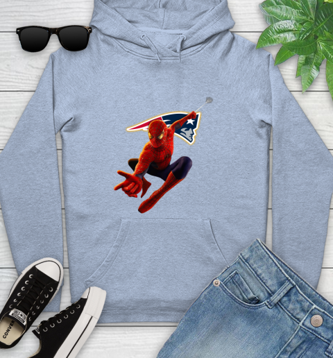 NFL Spider Man Avengers Endgame Football New England Patriots Youth Hoodie 10