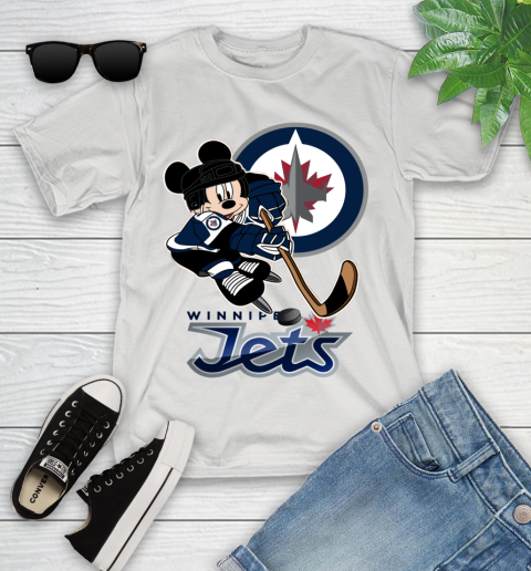 NHL Winnipeg Jets Mickey Mouse Disney Hockey T Shirt Youth T-Shirt