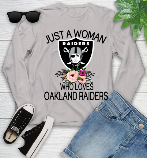 NFL Just A Woman Who Loves Oakland Raiders Football Sports Youth Long Sleeve 9