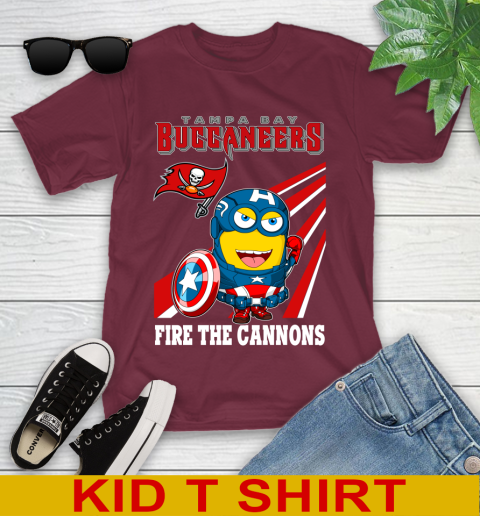 NFL Football Tampa Bay Buccaneers Captain America Marvel Avengers Minion Shirt Youth T-Shirt 5