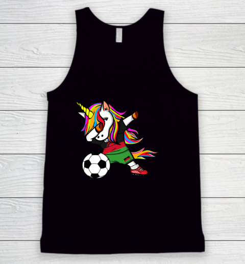 Funny Dabbing Unicorn Malawi Football Malawian Flag Soccer Tank Top