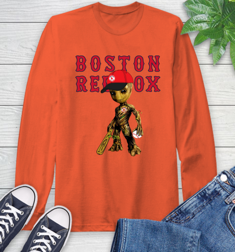 MLB Boston Red Sox Groot Guardians Of The Galaxy Baseball Long Sleeve T-Shirt 5