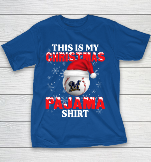 Milwaukee Brewers This Is My Christmas Pajama Shirt MLB Youth T-Shirt 6