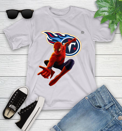 NFL Spider Man Avengers Endgame Football Tennessee Titans Youth T-Shirt 4