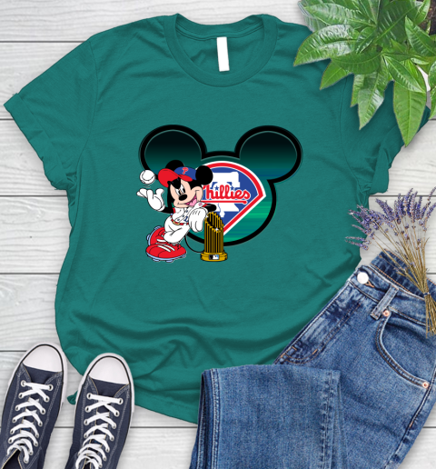 MLB Philadelphia Phillies The Commissioner's Trophy Mickey Mouse Disney Women's T-Shirt 12