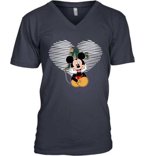 MLB Oakland Athletics The Heart Mickey Mouse Disney Baseball T Shirt EVMJ5q28FVN v neck unisex 8 95 151514 front navy