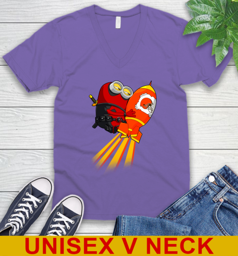 NFL Football Cleveland Browns Deadpool Minion Marvel Shirt V-Neck T-Shirt 8