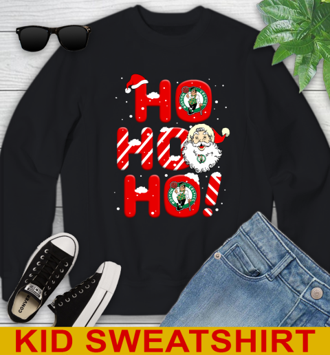 Boston Celtics NBA Basketball Ho Ho Ho Santa Claus Merry Christmas Shirt Youth Sweatshirt