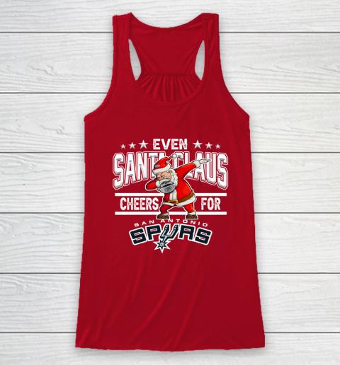 San Antonio Spurs Even Santa Claus Cheers For Christmas NBA Racerback Tank 4