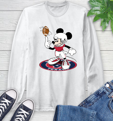 NFL Football Houston Texans Cheerful Mickey Disney Shirt Long Sleeve T-Shirt 2