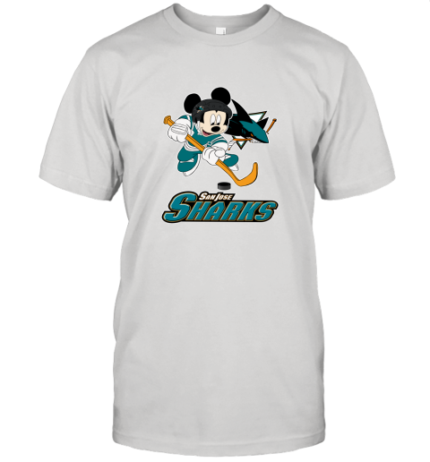 NHL Hockey Mickey Mouse Team San Jose Sharks Unisex Jersey Tee