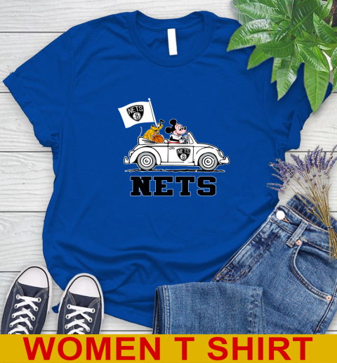 NBA Basketball Brooklyn Nets Pluto Mickey Driving Disney Shirt Women's T-Shirt 9