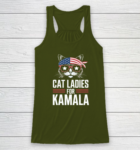 Cat Ladies for Kamala Funny Cat 2024 President Kamala Harris Racerback Tank 2