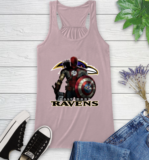 NFL Captain America Thor Spider Man Hawkeye Avengers Endgame Football Baltimore Ravens Racerback Tank 11