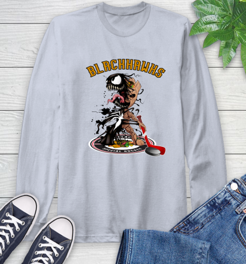 NHL Chicago Blackhawks Hockey Venom Groot Guardians Of The Galaxy Long Sleeve T-Shirt 6