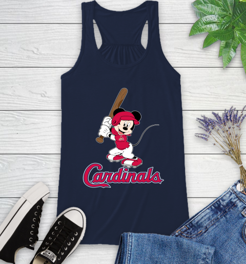 MLB Baseball St.Louis Cardinals Cheerful Mickey Mouse Shirt Racerback Tank 11