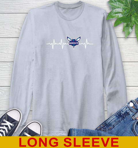 Charlotte Hornets NBA Basketball Heart Beat Shirt Long Sleeve T-Shirt 6