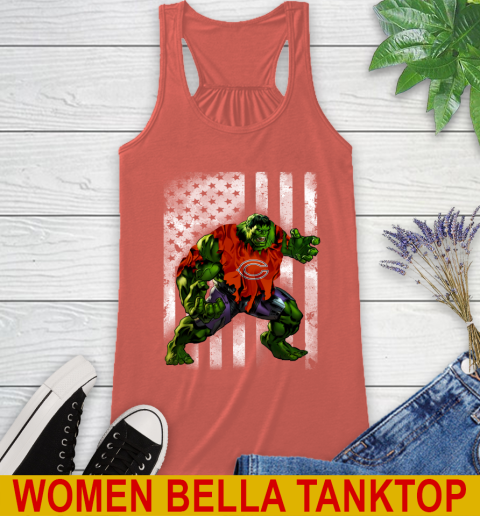 Chicago Bears Hulk Marvel Avengers NFL Football American Flag Racerback Tank - Image 4