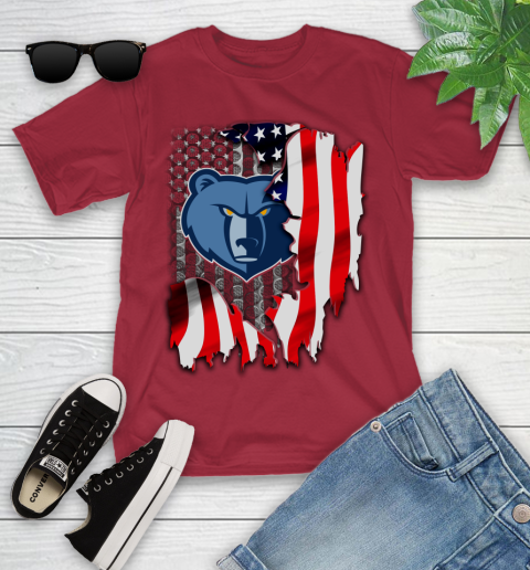 Memphis Grizzlies NBA Basketball American Flag Youth T-Shirt 14