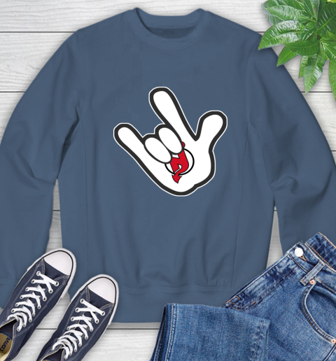 New Jersey Devils NHL Hockey Mickey Rock Hand Disney Sweatshirt 7