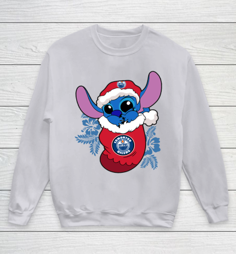 Edmonton Oilers Christmas Stitch In The Sock Funny Disney NHL Youth Sweatshirt 4
