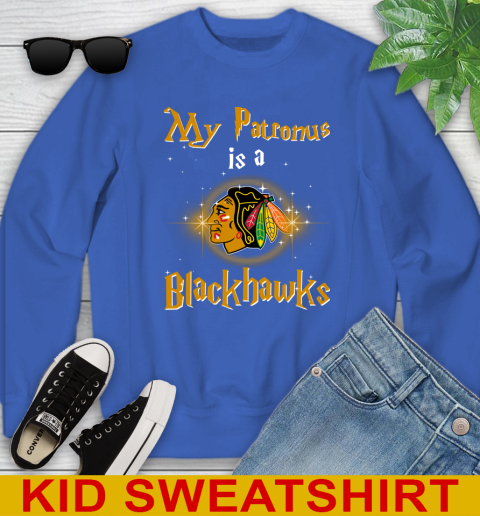 NHL Hockey Harry Potter My Patronus Is A Chicago Blackhawks Youth Sweatshirt 6