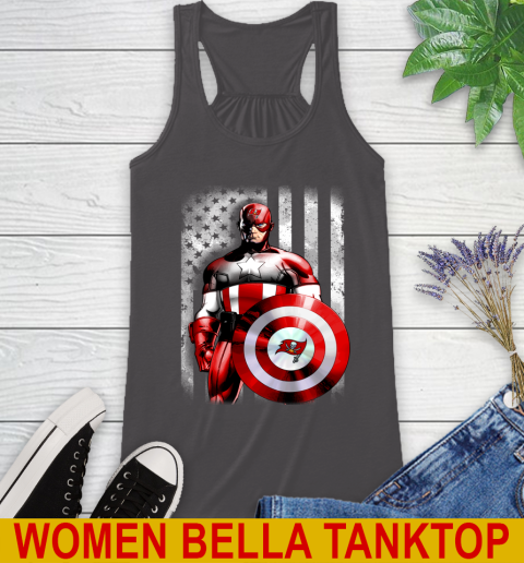 Tampa Bay Buccaneers NFL Football Captain America Marvel Avengers American Flag Shirt Racerback Tank 10