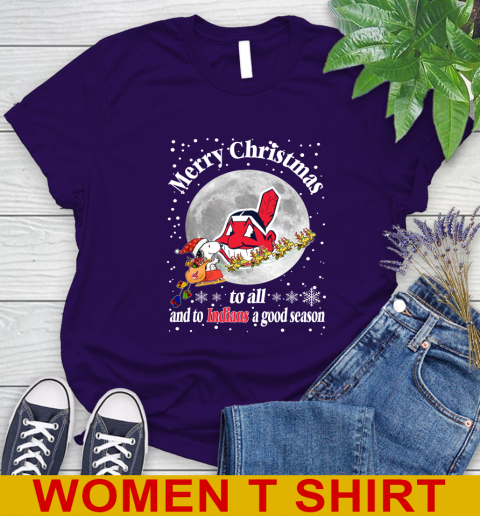 Cleveland Indians Merry Christmas To All And To Indians A Good Season MLB Baseball Sports Women's T-Shirt 4