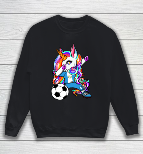 Dabbing Unicorn Guatemala Soccer Fans Jersey Flag Football Sweatshirt