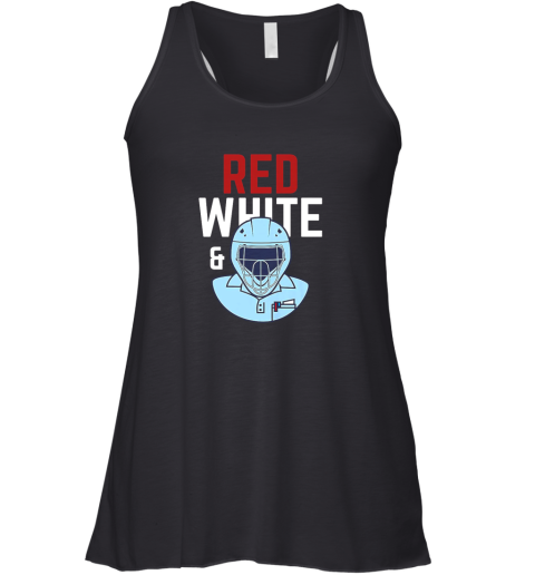 Baseball Umpire Red White Blue USA America Racerback Tank