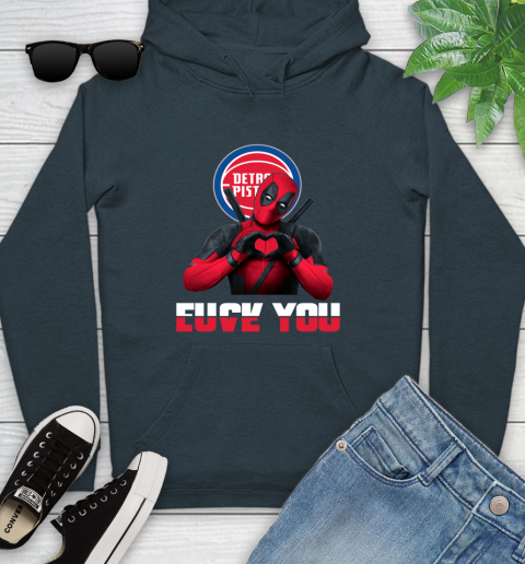 NBA Detroit Pistons Deadpool Love You Fuck You Basketball Sports Youth Hoodie 10